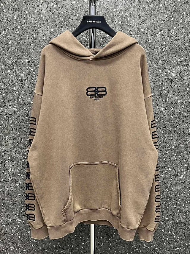 Balenciaga Beige Hoodie with Front Pockets