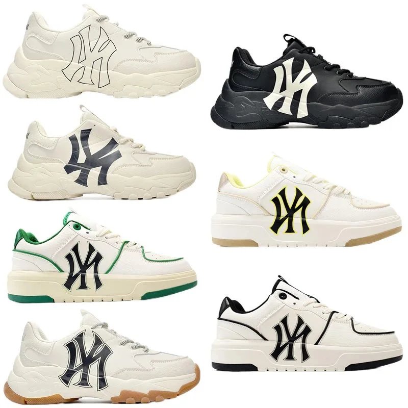 MLB White and Black Sneakers with Logo Design