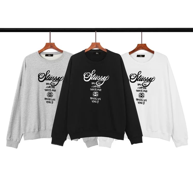 Stussy Grey Black White Long Sleeve Sweatshirt