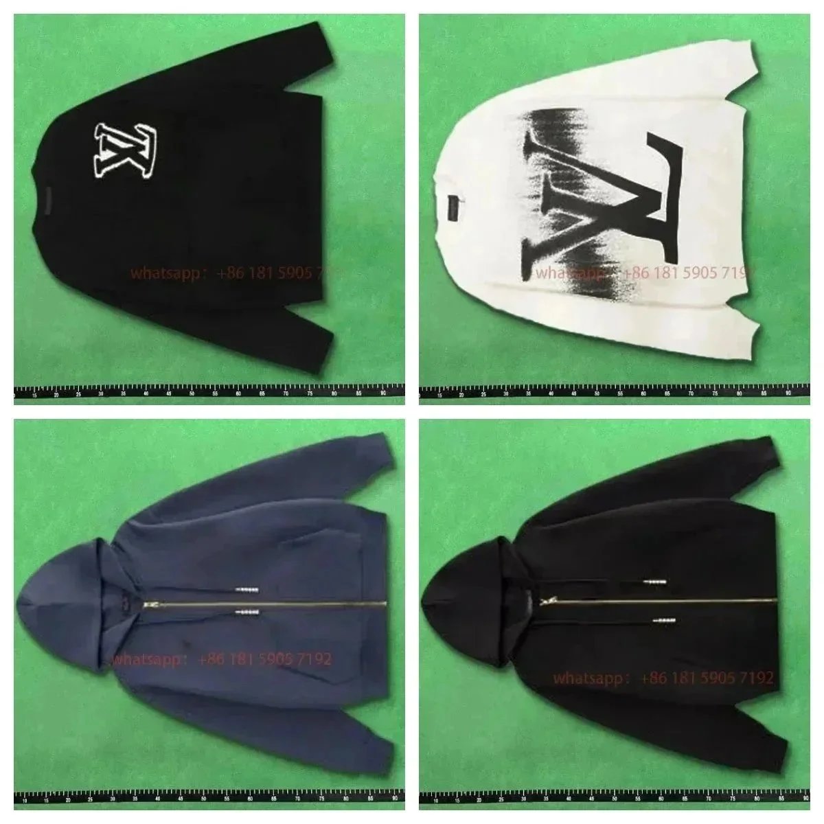 Louis Vuitton Black and White Graphic Sweatshirts, Blue and Black Hoodies with Zippers