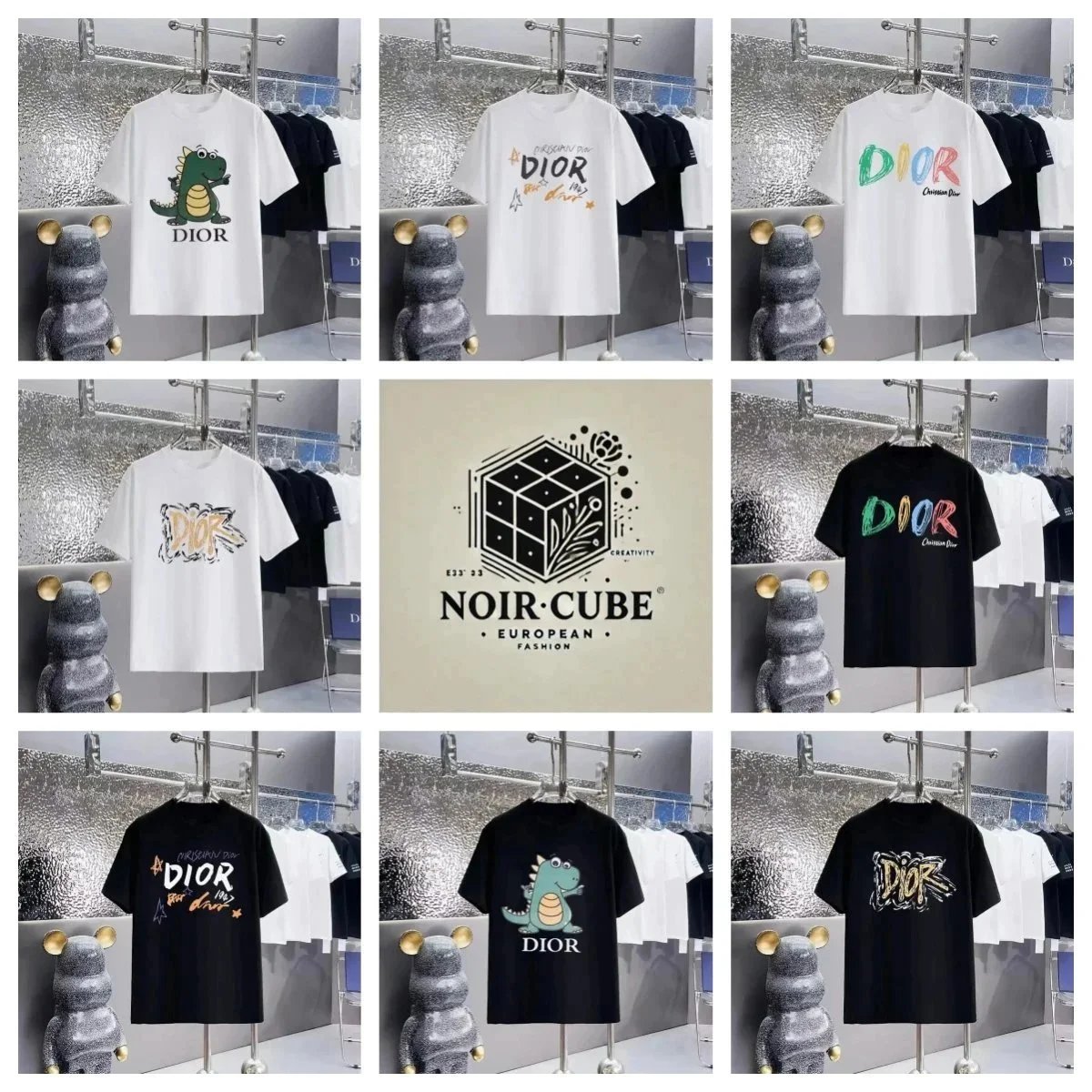 Dior White and Black Short Sleeve T-Shirts