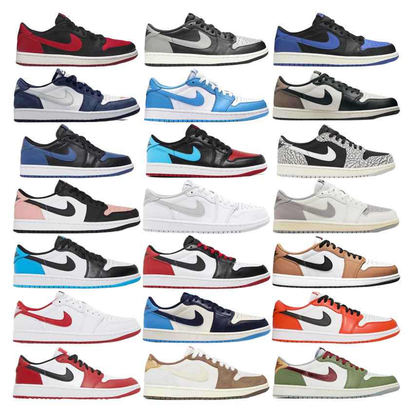 Nike Air Jordan 1 Low Sneakers in Various Colors