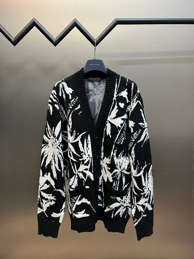 Louis Vuitton Black Floral Cardigan