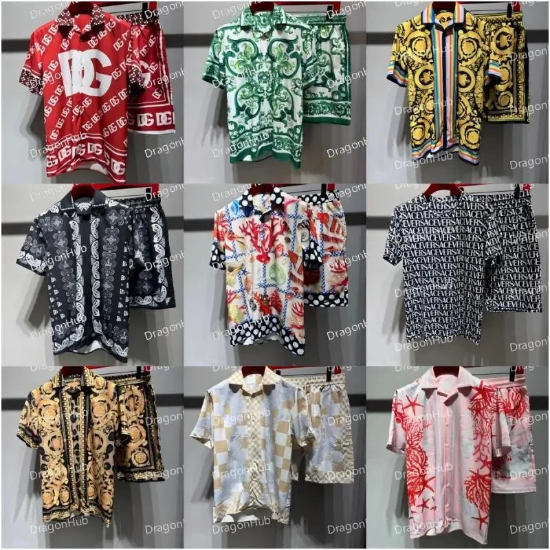 Dolce & Gabbana Red Patterned Short Sleeve Shirt and Shorts Set