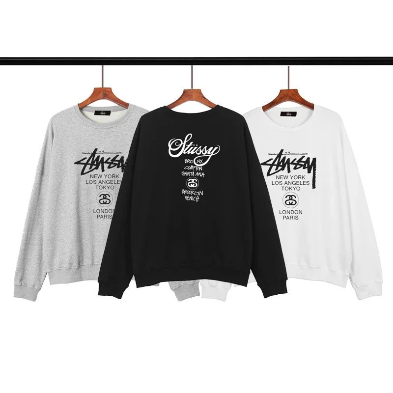 Stussy Black, Grey, and White Long Sleeve Sweatshirt