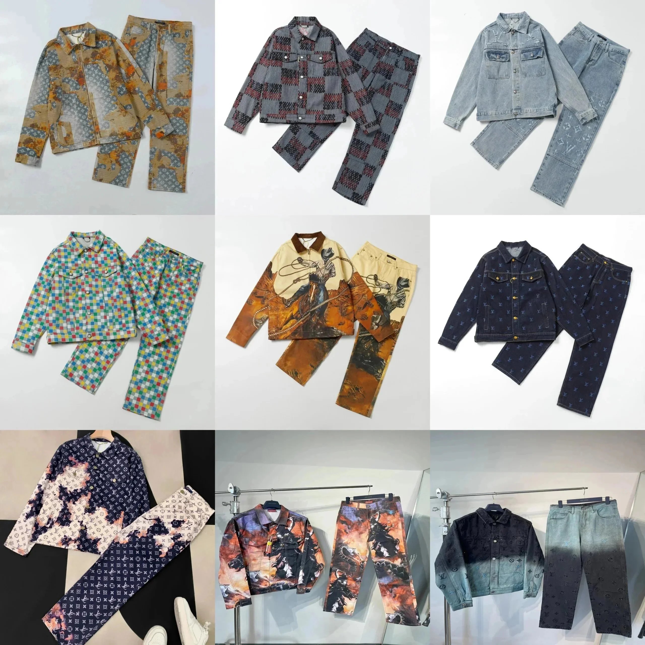 Louis Vuitton Denim Jacket and Pants Sets