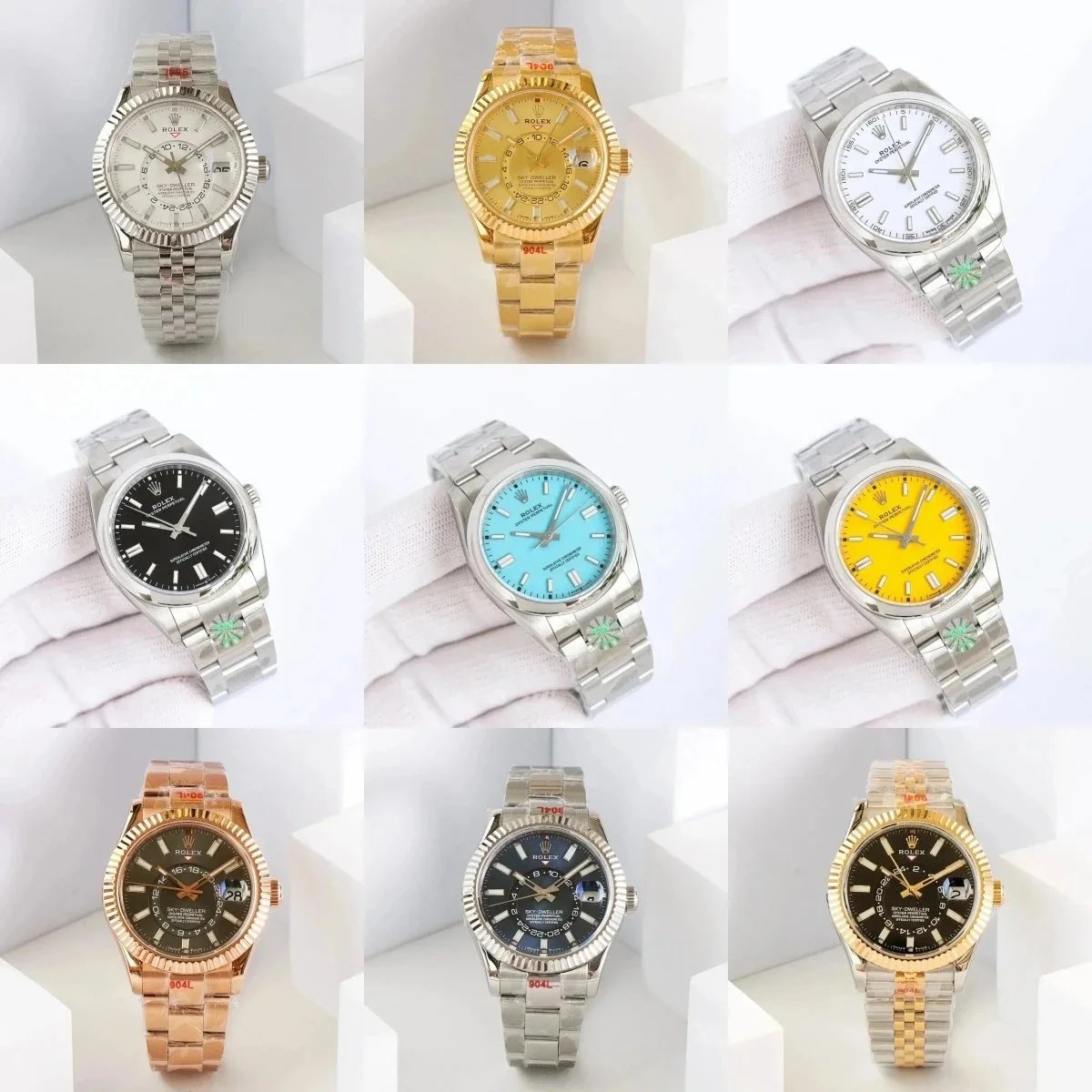 Rolex Stainless Steel Watch with Various Dial Colors