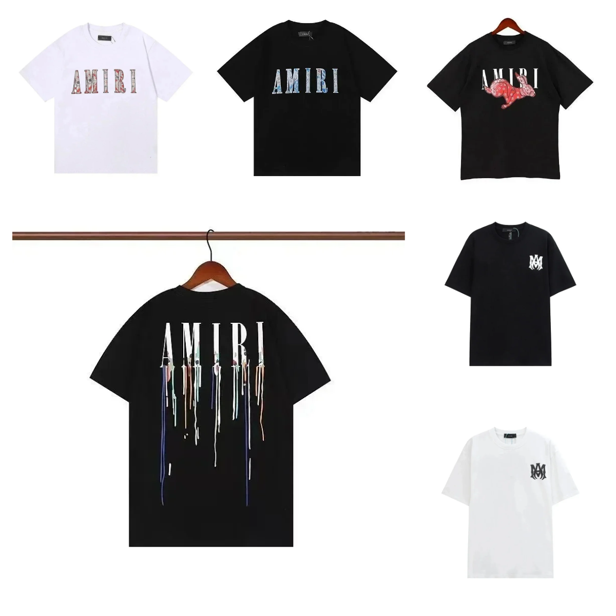 Amiri Black and White Short Sleeve T-Shirts