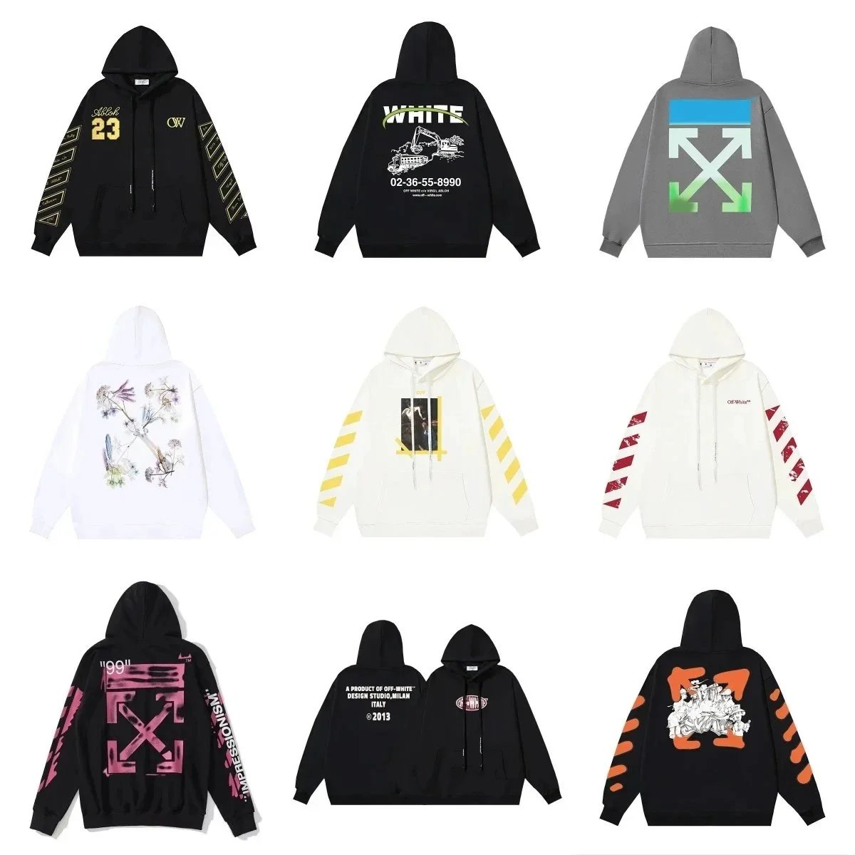 Off-White Black Hoodie with Graphic Print