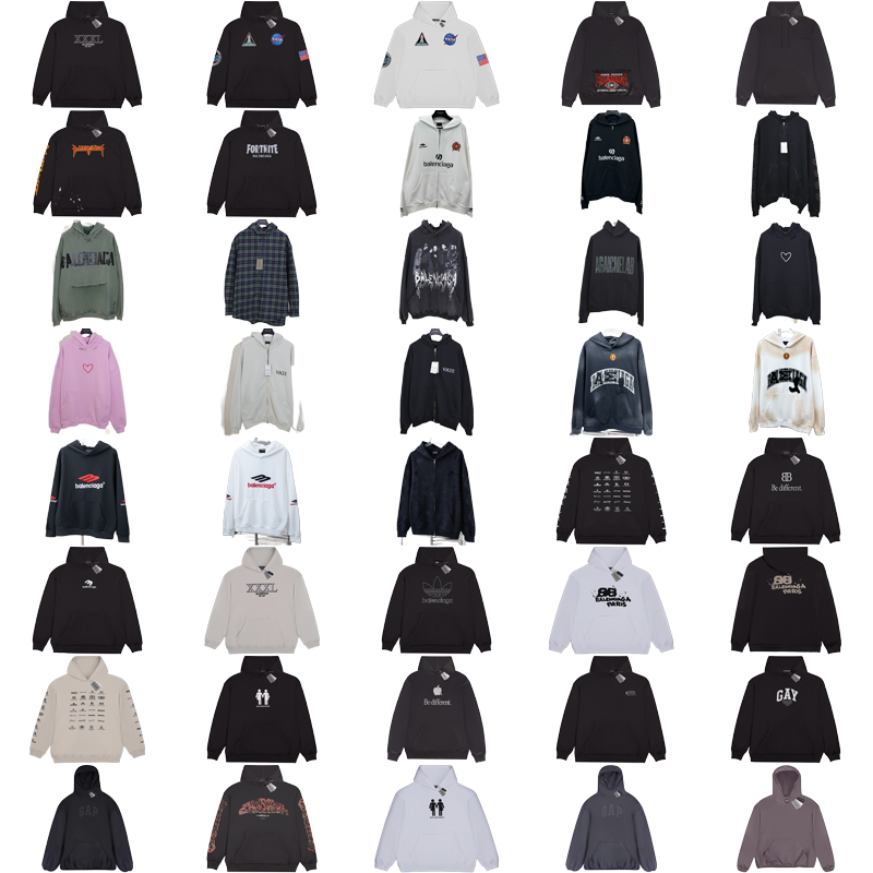 Diverse Collection of Hoodies in Various Colors and Styles