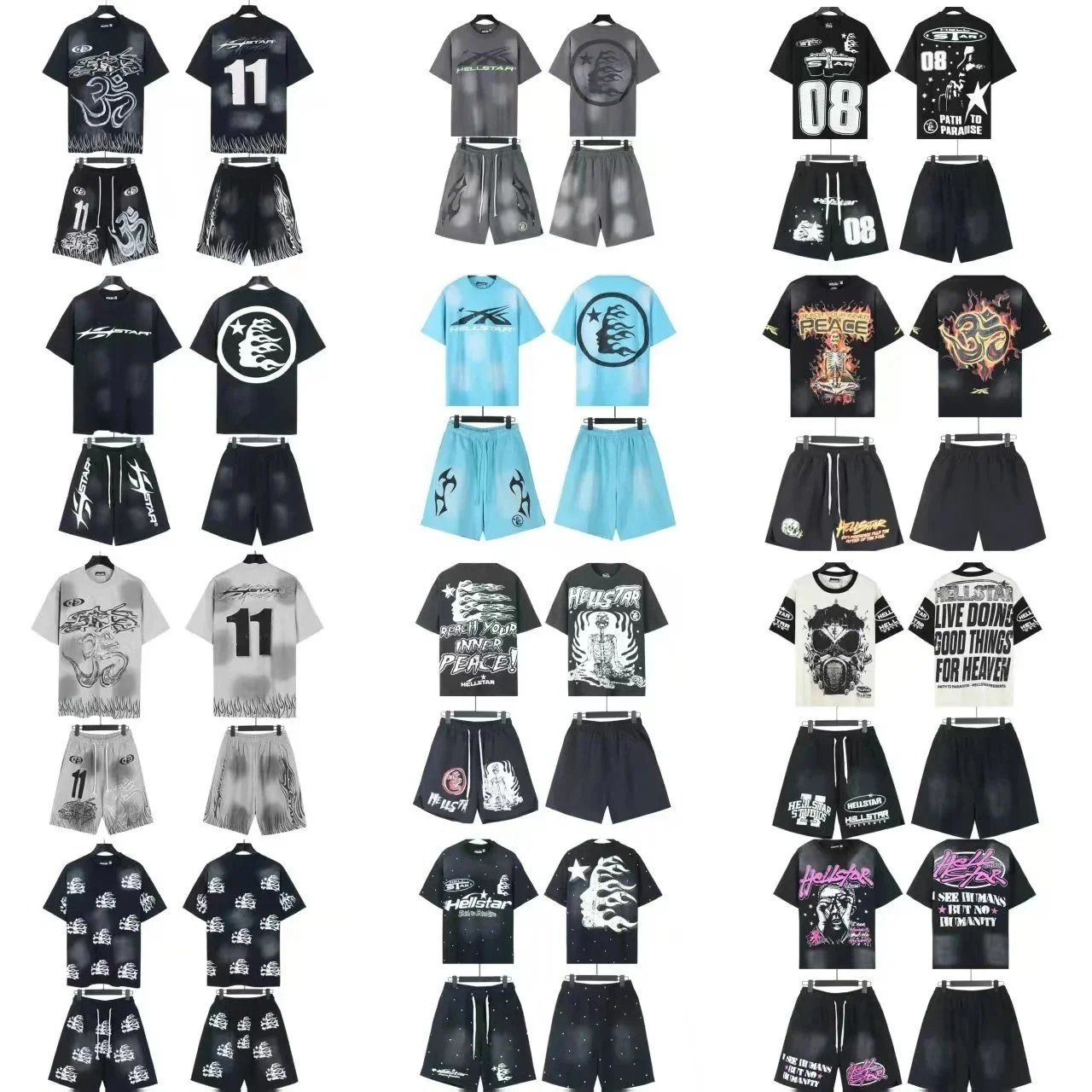Hellstar Black Graphic T-Shirt and Shorts Set