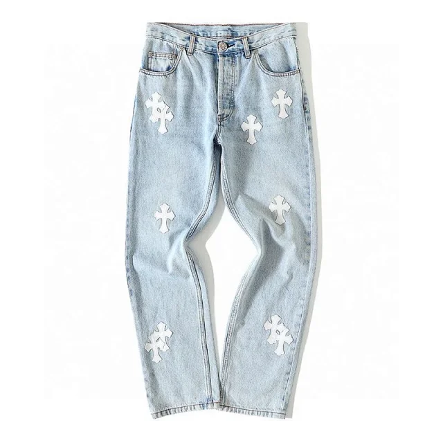 Light Blue Cross Print Jeans