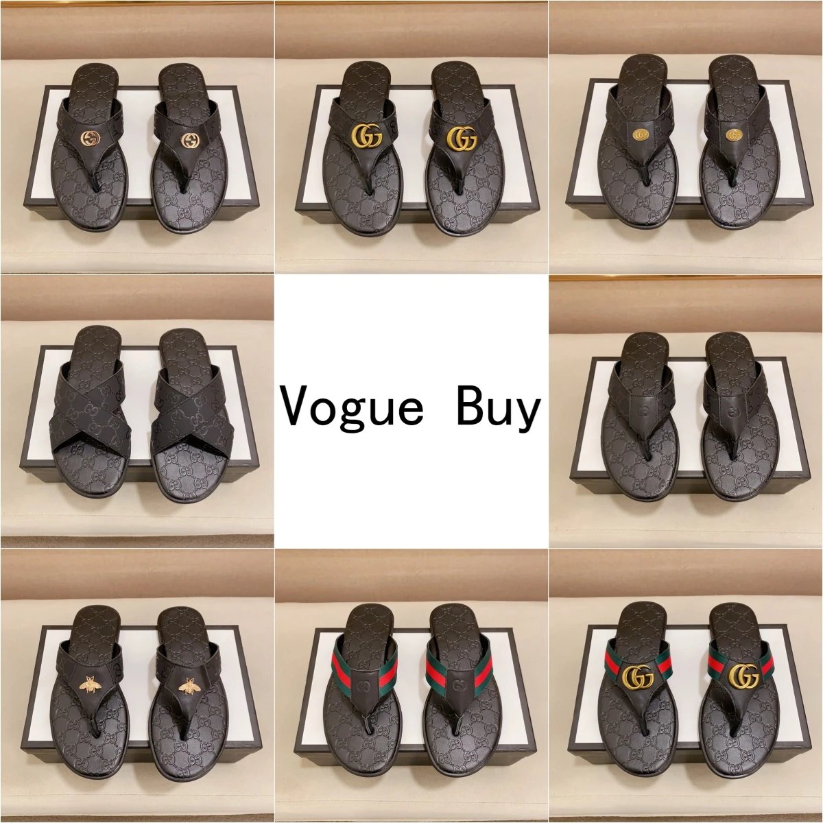 Gucci Black Thong Sandals