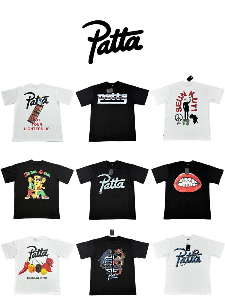 Patta Black and White Graphic T-Shirts