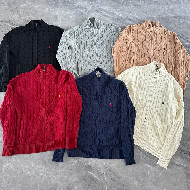 Ralph Lauren Cable Knit Zip-Up Sweater Cardigan