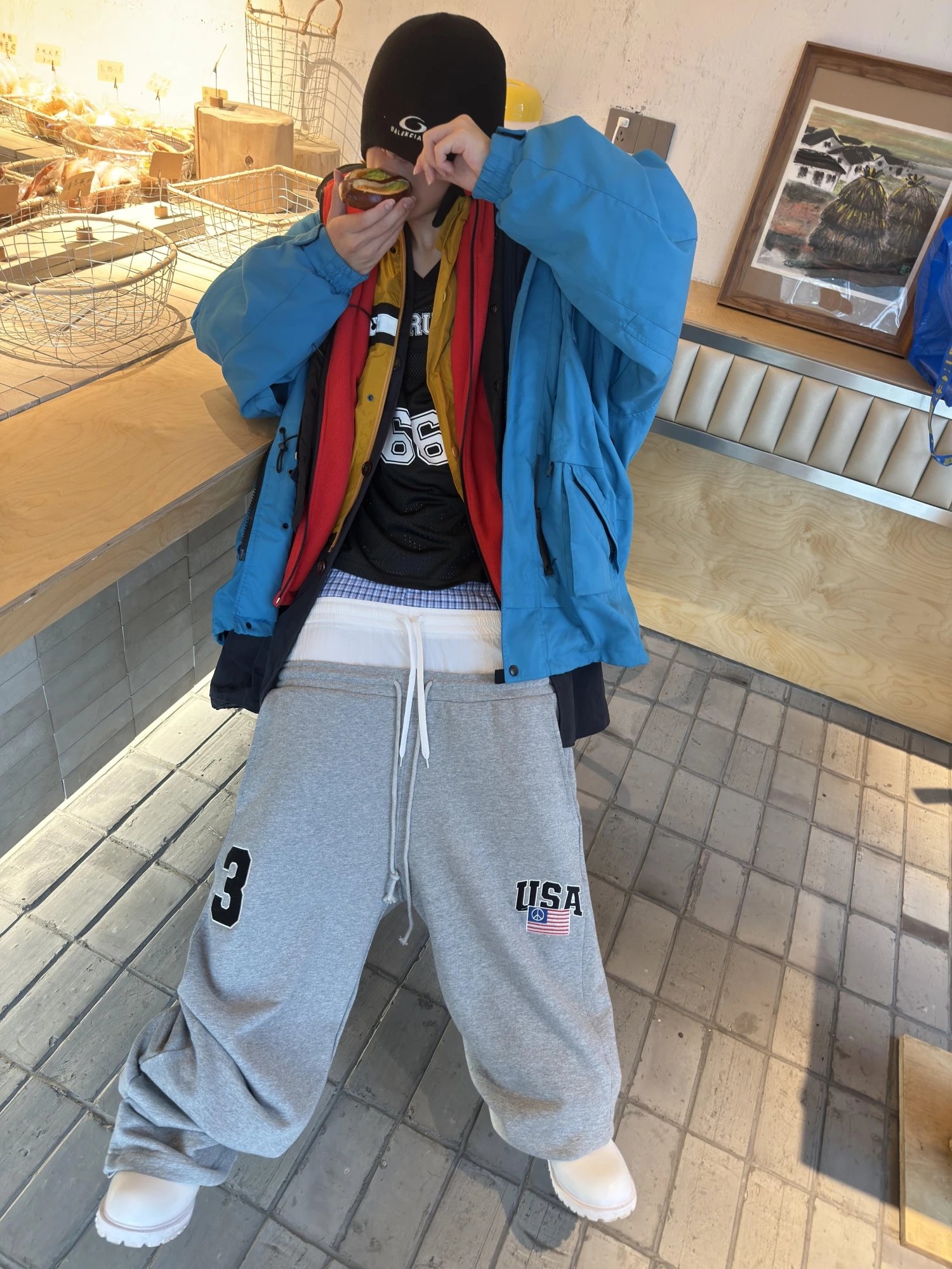 Gray USA Sweatpants with Drawstring Waist