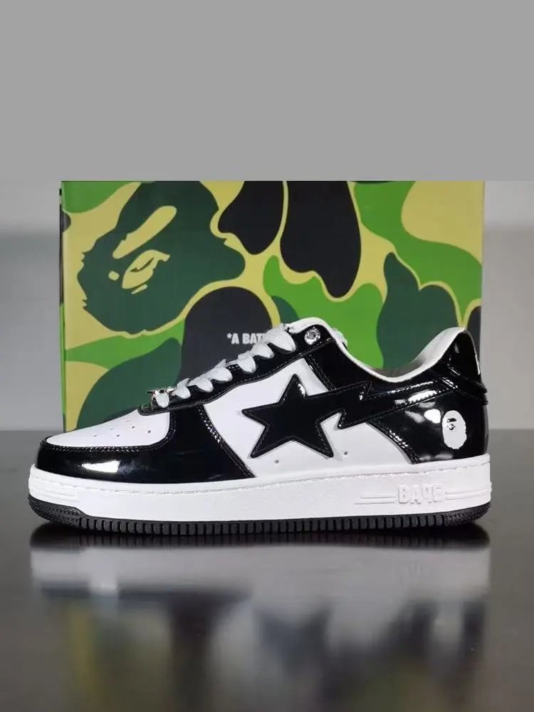 BAPE Black and White Low Top Sneakers