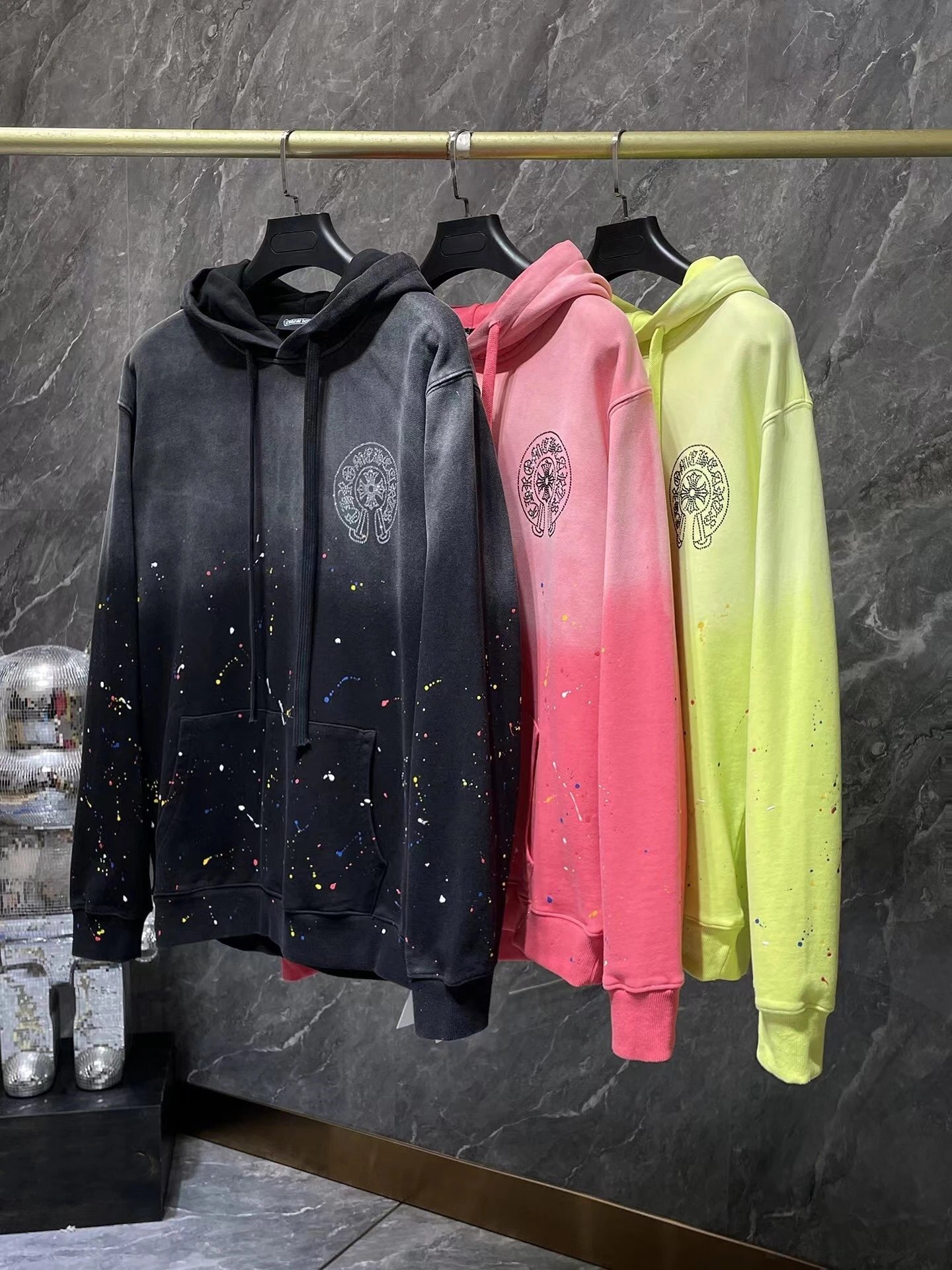 Chrome Hearts Black Pink Yellow Hoodies
