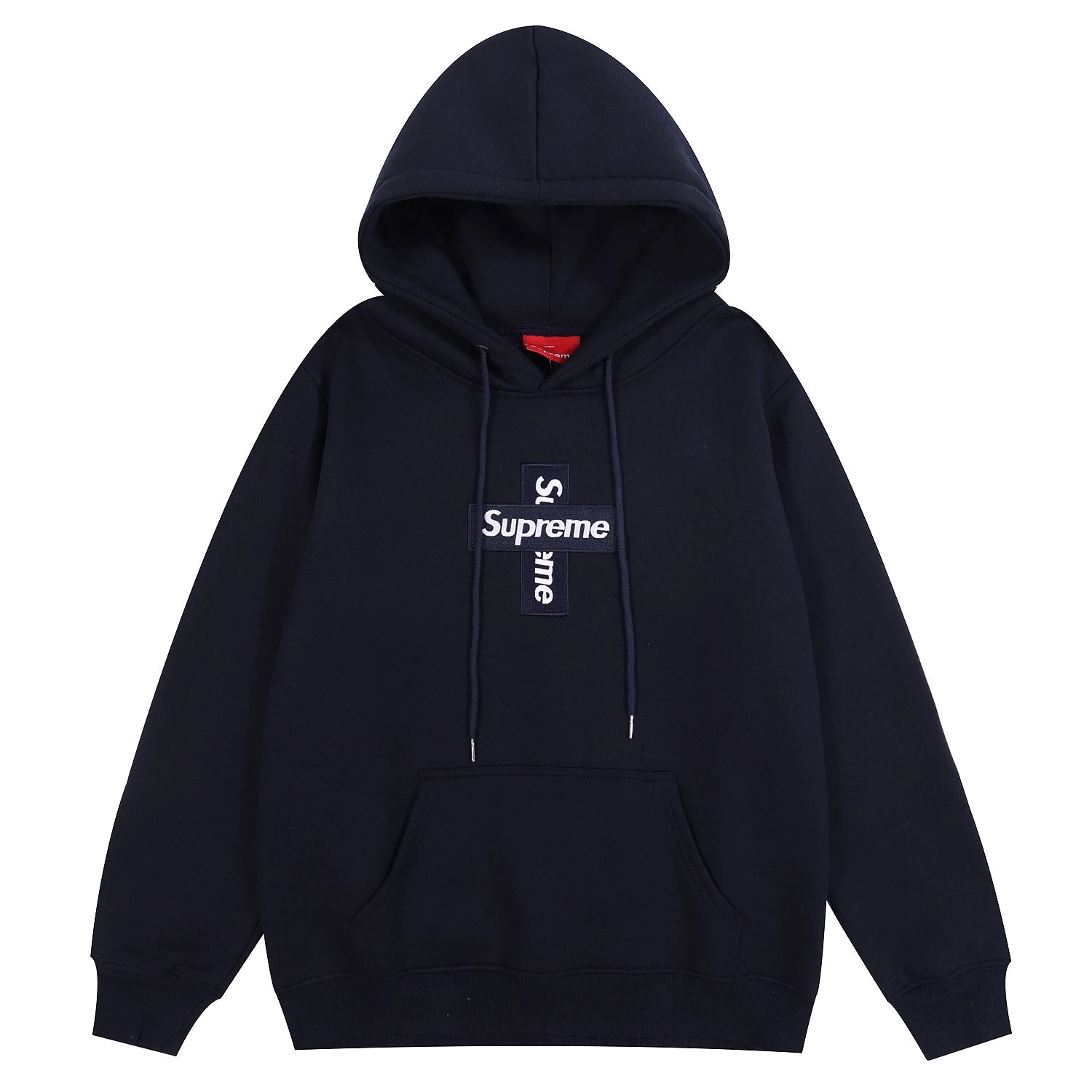 Supreme Navy Hoodie with Cross Logo