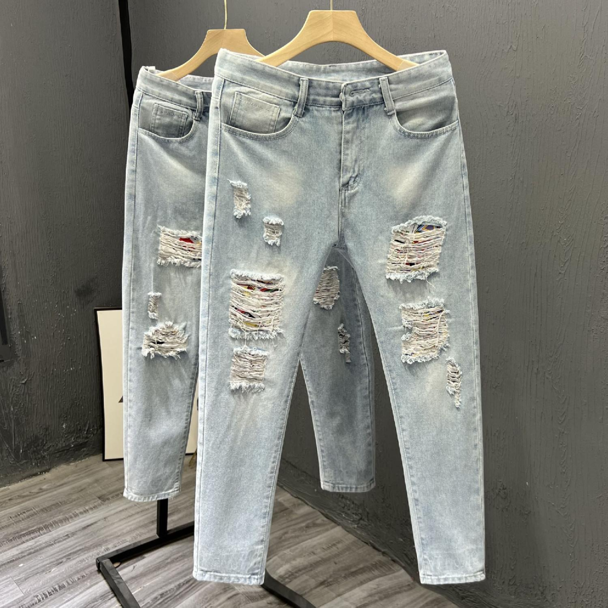 Light Blue Distressed Skinny Jeans